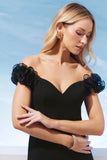 AGILITÀ - Vestido Midi Alça Frufru Preto - Verão 27