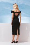 AGILITÀ - Vestido Midi Alça Frufru Preto - Verão 27