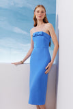 AGILITÀ - Vestido Midi Pala Laço Azul Atlantico