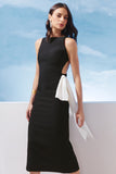 AGILITÀ - Vestido Midi Faixa Contrastante Preto/ OFF White - Verão 27