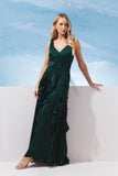 AGILITÀ - Vestido Longo Babados Volant Verde - Verão 27