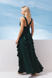 AGILITÀ - Vestido Longo Babados Volant Verde - Verão 27