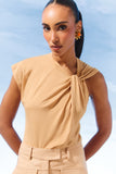 AGILITÀ - Blusa Jersey Detalhe Decote Areia - Verão 27