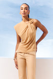 AGILITÀ - Blusa Jersey Detalhe Decote Areia - Verão 27