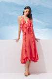 AGILITÀ - Vestido Midi Detalhe Babados Coral - Verão 27
