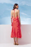 AGILITÀ - Vestido Midi Detalhe Babados Coral - Verão 27