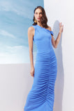 AGILITÀ - Vestido Longo Jersey Drape Azul - Verão 27