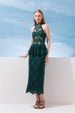 AGILITÀ - Vestido Midi Renda C/ Basque Verde - Verão 27