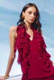 AGILITÀ - Blusa Decote V Babados Bordo Sirena - Verão 27