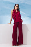 AGILITÀ - Blusa Decote V Babados Bordo Sirena - Verão 27