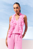 AGILITÀ - Blusa Decote V Babados Rosa Estrela - Verão 27