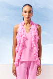 AGILITÀ - Blusa Decote V Babados Rosa Estrela - Verão 27