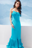 AGILITÀ - Vestido Longo Babados Plissado Azul - Verão 27