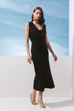 AGILITÀ - Vestido Midi Jersey Degage Preto - Verão 27