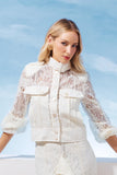AGILITÀ - Jaqueta Cropped Renda Bolsos OFF White