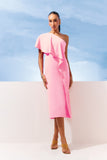 AGILITÀ - Vestido Ombro Só Babado Decote Rosa Estrela - Verão 27