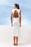 AGILITÀ - Vestido Midi Decote Costas Laço OFF White - Verão 27