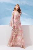 AGILITÀ - Vestido Longo Manga Sino Babado Estampa Floral Stella - Verão 27