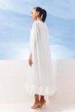 AGILITÀ - Vestido Midi Capa Babado Nuvem OFF White - Verão 27