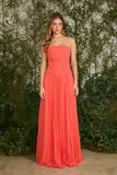 FABULOUS AGILITÀ - Vestido Longo Isa Plissado Coral Capri - Verão 27