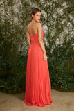 FABULOUS AGILITÀ - Vestido Longo Isa Plissado Coral Capri - Verão 27