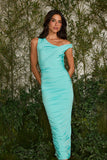 FABULOUS AGILITÀ - Vestido Midi Lavinia Drapeado Azul Sardenha - Verão 27