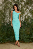 FABULOUS AGILITÀ - Vestido Midi Lavinia Drapeado Azul Sardenha - Verão 27