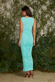 FABULOUS AGILITÀ - Vestido Midi Lavinia Drapeado Azul Sardenha - Verão 27