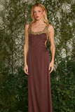 FABULOUS AGILITÀ - Vestido Longo Melissa Bordado Coffee