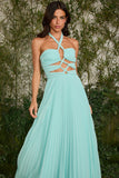 FABULOUS AGILITÀ - Vestido Longo Joy Plissado Azul Sadenha - Verão 27