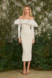 AGILITÀ - Vestido Midi Luisa Drapeado OFF White