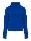 ANSELMI (AMBICIONE) - Blusa Gola Alta Manga Trama Trançada Azul Royal