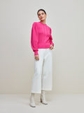 ANSELMI (AMBICIONE) - Blusa Manga Bufante Detalhe Trama Pink