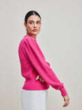 ANSELMI (AMBICIONE) - Blusa Manga Bufante Detalhe Trama Pink