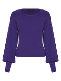 ANSELMI (AMBICIONE) - Blusa Detalhe Trança Manga Roxo