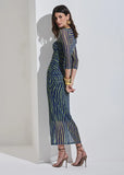 ALPHORRIA - Vestido Midi Franzido Estampado - Verão 27