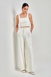 AVE RARA - Calca Alfaiataria Risca De Giz Navy Off White