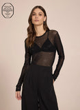 LE LIS BLANC - Blusa Tule Sili Preto