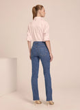 LE LIS BLANC - Calça Paula Reta Swarovski Jeans Médio