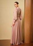 ALPHORRIA - Vestido Longo C/ Trepasse na Cintura Rosa Blush