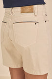 SCALON - Shorts Viscose Amplo Natural Branco