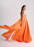 ALPHORRIA - Vestido de Festa Balone Longo C/ Caoa Laranja Hot