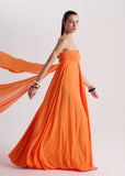 ALPHORRIA - Vestido de Festa Balone Longo C/ Caoa Laranja Hot