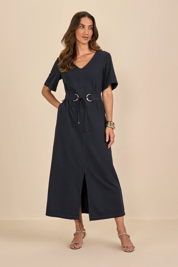 SCALON - Vestido Sarja Longuete Marinho