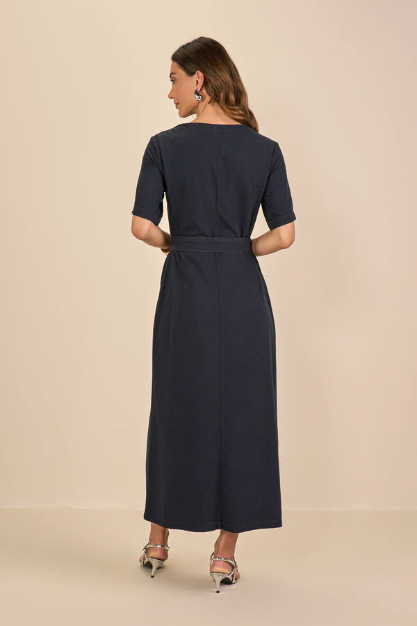 SCALON - Vestido Sarja Longuete Marinho