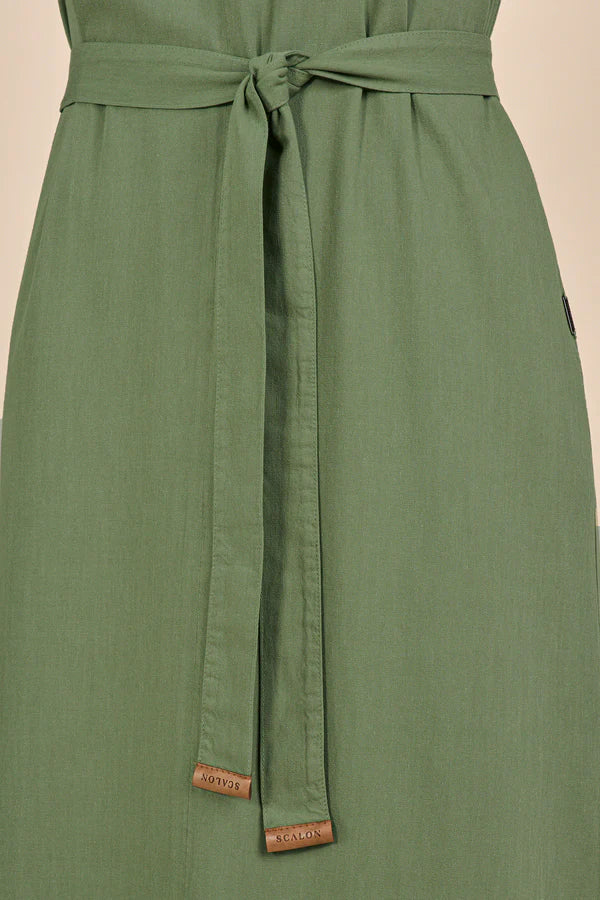 SCALON - Vestido Sarja Longuete Verde Oliva