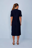SCALON - Vestido Malha Denim Mídi Estonado Azul