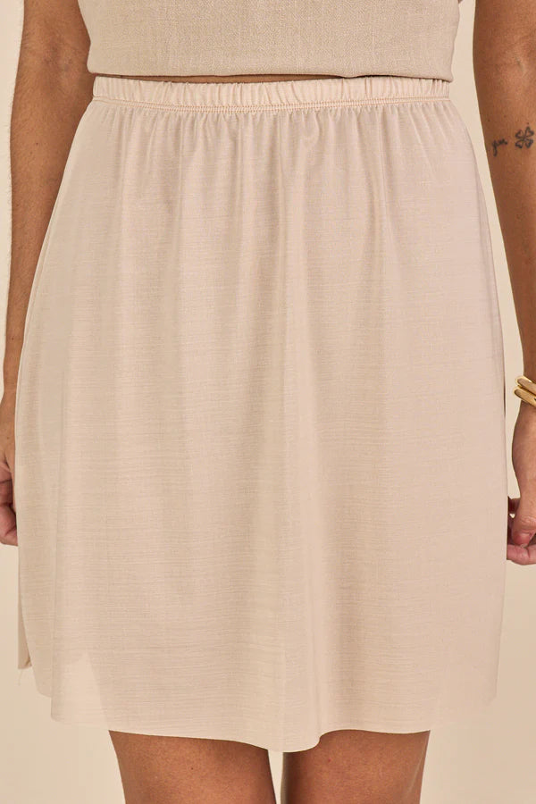 SCALON - Vestido Viscose Mídi Listras Bege