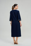 SCALON - Vestido Malha Denim Mídi Estonado Azul