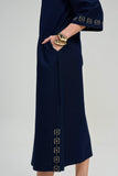 SCALON - Vestido Malha Denim Mídi Estonado Azul